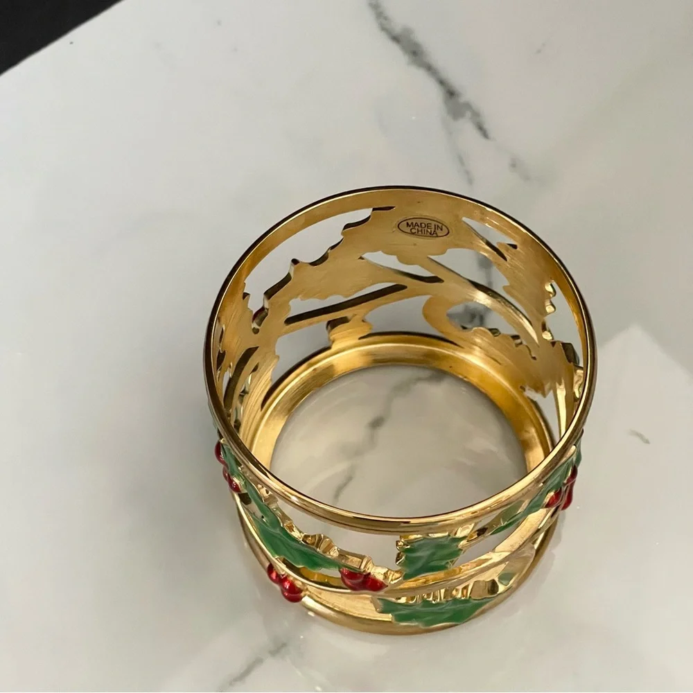 Gold Holly Candle Holder by Lenox